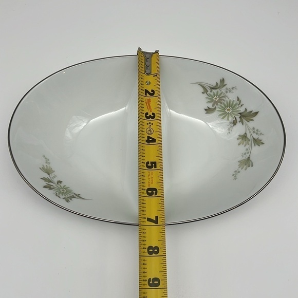 Noritake Soroya 6853 Divided Oval Serving Dish Light‎ Green Daisy Floral Pattern - Picture 9 of 9